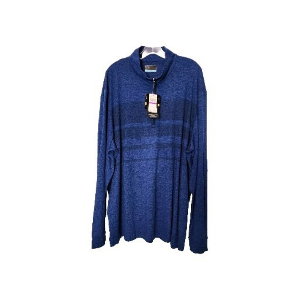 PGA TOUR Motionflux 360 Mens XXL Stripe 1/4 Zip Long Sleeve Blue Shirt Golf‎ $70
